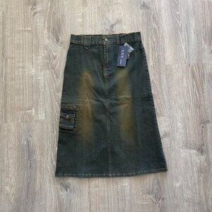 deadstock acid wash cargo maxi skirt